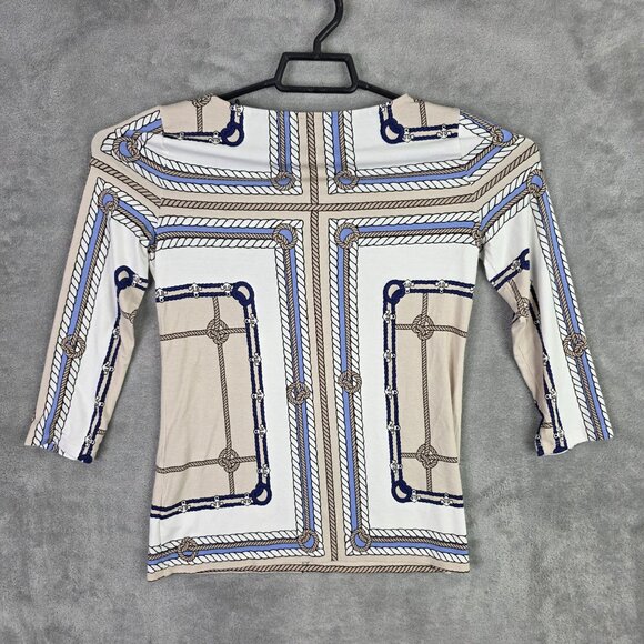 Womens Talbots Petites Nautical Rope Print Top 3/4 Sleeve Rayon Spandex Blend S - Picture 4 of 7